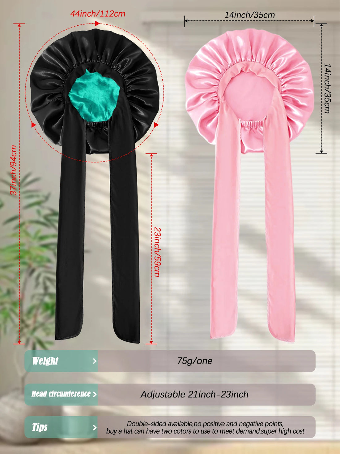 Silk Bonnet For Sleeping Hat with Tie Band
