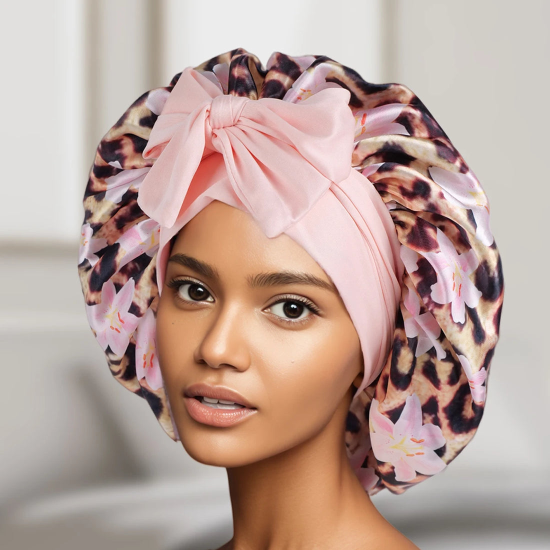 Leopard Satin Sleep Bonnet