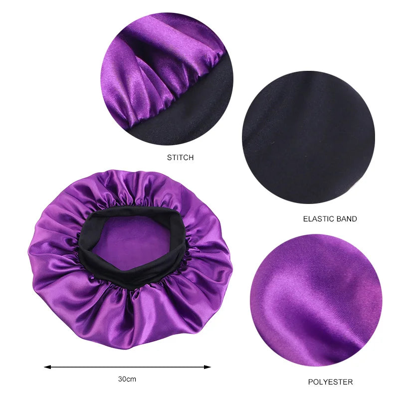 Women's Satin Solid Bonnets Wide-brimmed Night Sleeping Hat