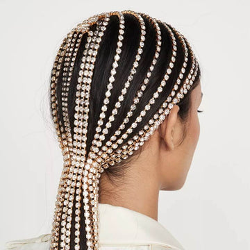 Rhinestone Long Tassel Hair Chain
